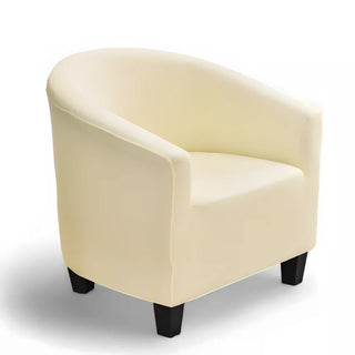 Royale - Housse de fauteuil arrondi lisse Crème sur fond gris