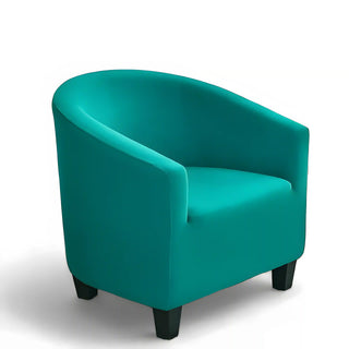 Royale - Housse de fauteuil arrondi lisse Vert sur fond gris