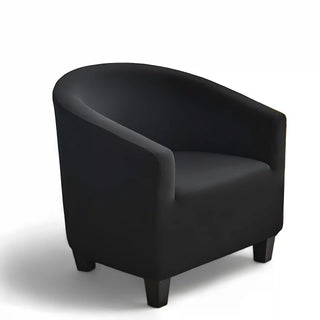 Royale - Housse de fauteuil arrondi lisse Noir sur fond gris