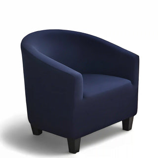 Royale - Housse de fauteuil arrondi lisse Bleu marine sur fond gris