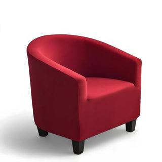 Royale - Housse de fauteuil arrondi lisse Rouge sur fond gris