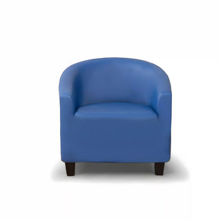 Housse de Fauteuil Crapaud en Simili Cuir - Aristocrate Bleu sur fond gris