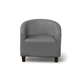 Royale - Housse de fauteuil arrondi en Simili Cuir Gris sur fond gris