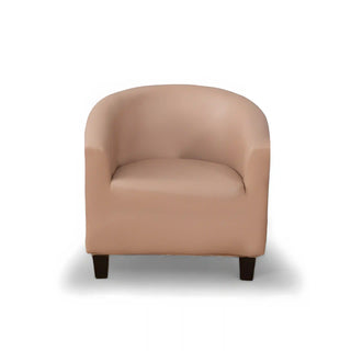 Housse de Fauteuil Crapaud en Simili Cuir - Aristocrate Beige sur fond gris