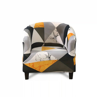 Housse de Fauteuil Crapaud Design - Royale Noir Jaune Blanc sur fond gris