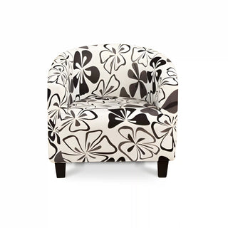 Royale - Housse de fauteuil arrondi Design Noir et Blanc sur fond gris