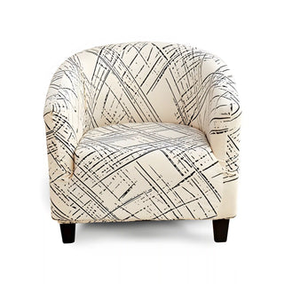 Royale - Housse de fauteuil arrondi Design Beige Jaune sur fond gris