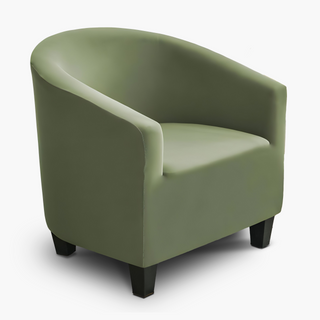 Royale - Housse de fauteuil arrondi lisse Kaki sur fond gris