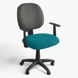 Zenith - Housse de siège de chaise de bureau en Jacquard Turquoise sur fond gris