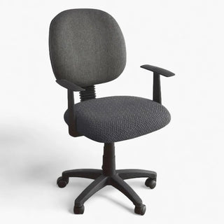 Zenith - Housse de siège de chaise de bureau en Jacquard Gris foncé sur fond gris