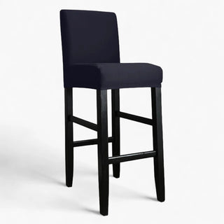 Adagio - Housse de tabouret de bar lisse Bleu marine sur fond gris