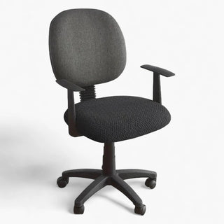 Zenith - Housse de siège de chaise de bureau en Jacquard Noir sur fond gris