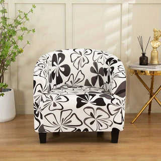 Royale - Housse de fauteuil arrondi Design Noir et Blanc sur fond gris