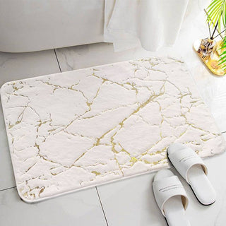 Velvetia - Tapis de Salle de Bain Blanc sur fond gris