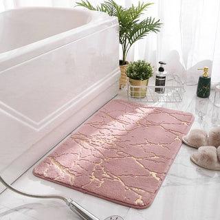 Tapis de Salle de Bain - Dalmera Rose sur fond gris