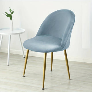 Housse de chaise bec de canard en Velours - Splendor Bleu Clair sur fond gris