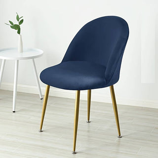 Splendor - Housse de chaise bec de canard en Velours Bleu Foncé sur fond gris