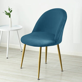 Housse de chaise bec de canard en Velours - Splendor Bleu sur fond gris