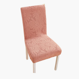 Laura - Housse de chaise classique en Velours Fleuri sur fond gris