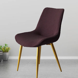 Housse de chaise de salle à manger en Jacquard - Fantasia Brun foncé sur fond gris