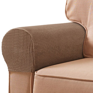 Eclat - Protège Accoudoirs pour Fauteuil en Jacquard Brun sur fond gris