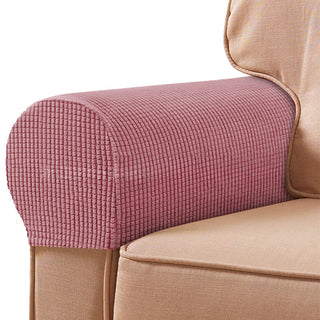 Protège Accoudoirs pour Fauteuil en Jacquard - Eclat Rose sur fond gris