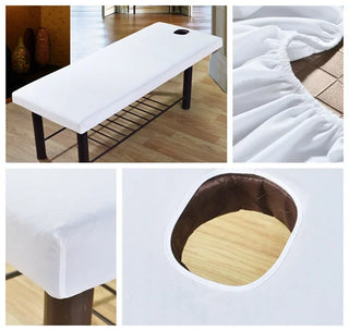 Nina - Housse de table de massage Blanc sur fond gris