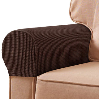 Eclat - Protège Accoudoirs pour Fauteuil en Jacquard Marron sur fond gris