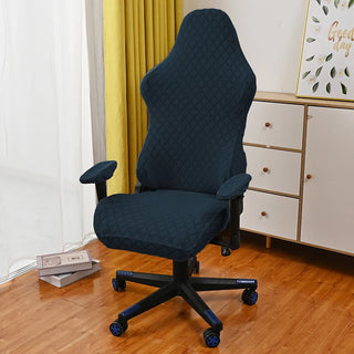 Astra - Housse de Chaise Gaming en Jacquard Diamant Bleu foncé sur fond gris