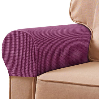 Protège Accoudoirs pour Fauteuil en Jacquard - Eclat Violet sur fond gris