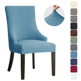 Neola - Housse de chaise de salle à manger en Jacquard Bleu ciel sur fond gris