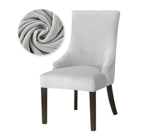 Neola - Housse de chaise de salle à manger en Velours Gris clair sur fond gris