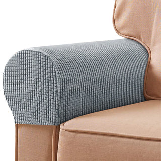 Protège Accoudoirs pour Fauteuil en Jacquard - Eclat Gris Bleu sur fond gris