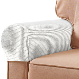 Protège Accoudoirs pour Fauteuil en Jacquard - Eclat Blanc sur fond gris