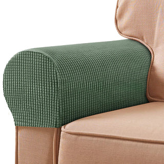 Eclat - Protège Accoudoirs pour Fauteuil en Jacquard Vert Foncé sur fond gris