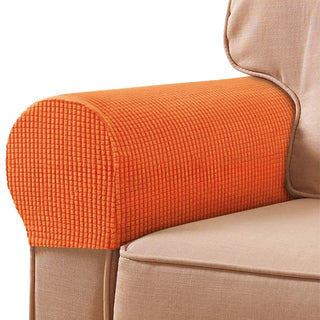 Protège Accoudoirs pour Fauteuil en Jacquard - Eclat Orange sur fond gris