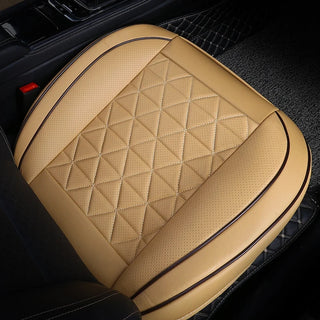 Livanto - Housse d'Assise de Siège Auto en Simili Cuir Triangles Beige Siège Avant sur fond gris