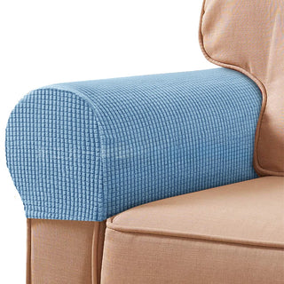 Eclat - Protège Accoudoirs pour Fauteuil en Jacquard Bleu Clair sur fond gris