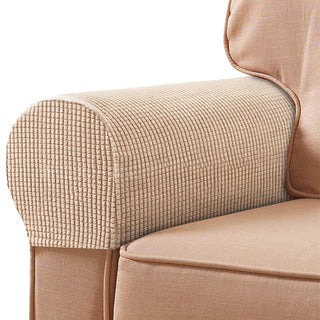 Eclat - Protège Accoudoirs pour Fauteuil en Jacquard Beige sur fond gris