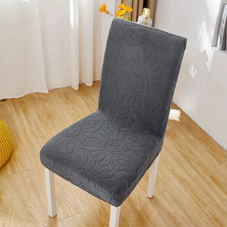 Housse de chaise classique en Velours Fleuri - Zaleria Gris foncé sur fond gris