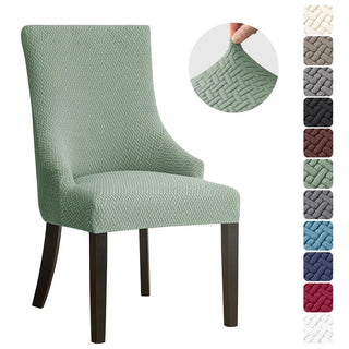 Neola - Housse de chaise de salle à manger en Jacquard Vert sur fond gris