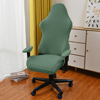 Astra - Housse de Chaise Gaming en Jacquard Diamant Vert sur fond gris