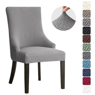 Neola - Housse de chaise de salle à manger en Jacquard Gris sur fond gris