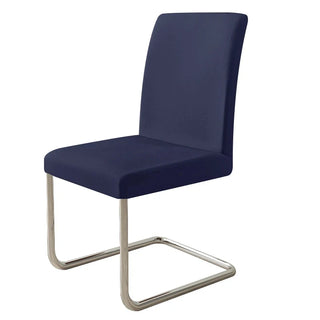 Zola - Housse de chaise classique Imperméable Lisse Bleu marine sur fond gris