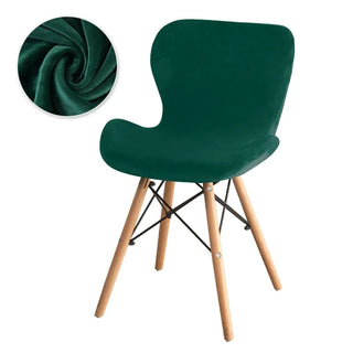 Housse de chaise papillon en Velours - Lirendra Vert sapin sur fond gris