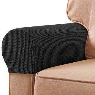 Protège Accoudoirs pour Fauteuil en Jacquard - Eclat Noir sur fond gris