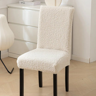 Housse de chaise classique Moumoute - Myrelis Blanc sur fond gris