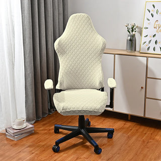 Astra - Housse de Chaise Gaming en Jacquard Diamant Blanc cassé sur fond gris