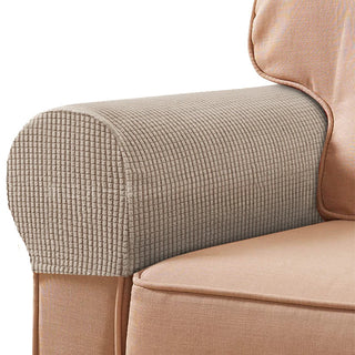 Eclat - Protège Accoudoirs pour Fauteuil en Jacquard Taupe sur fond gris