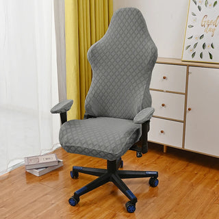 Astra - Housse de Chaise Gaming en Jacquard Diamant Gris clair sur fond gris